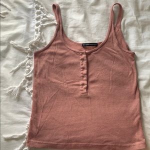 Brandy Melville pale pink button up tank